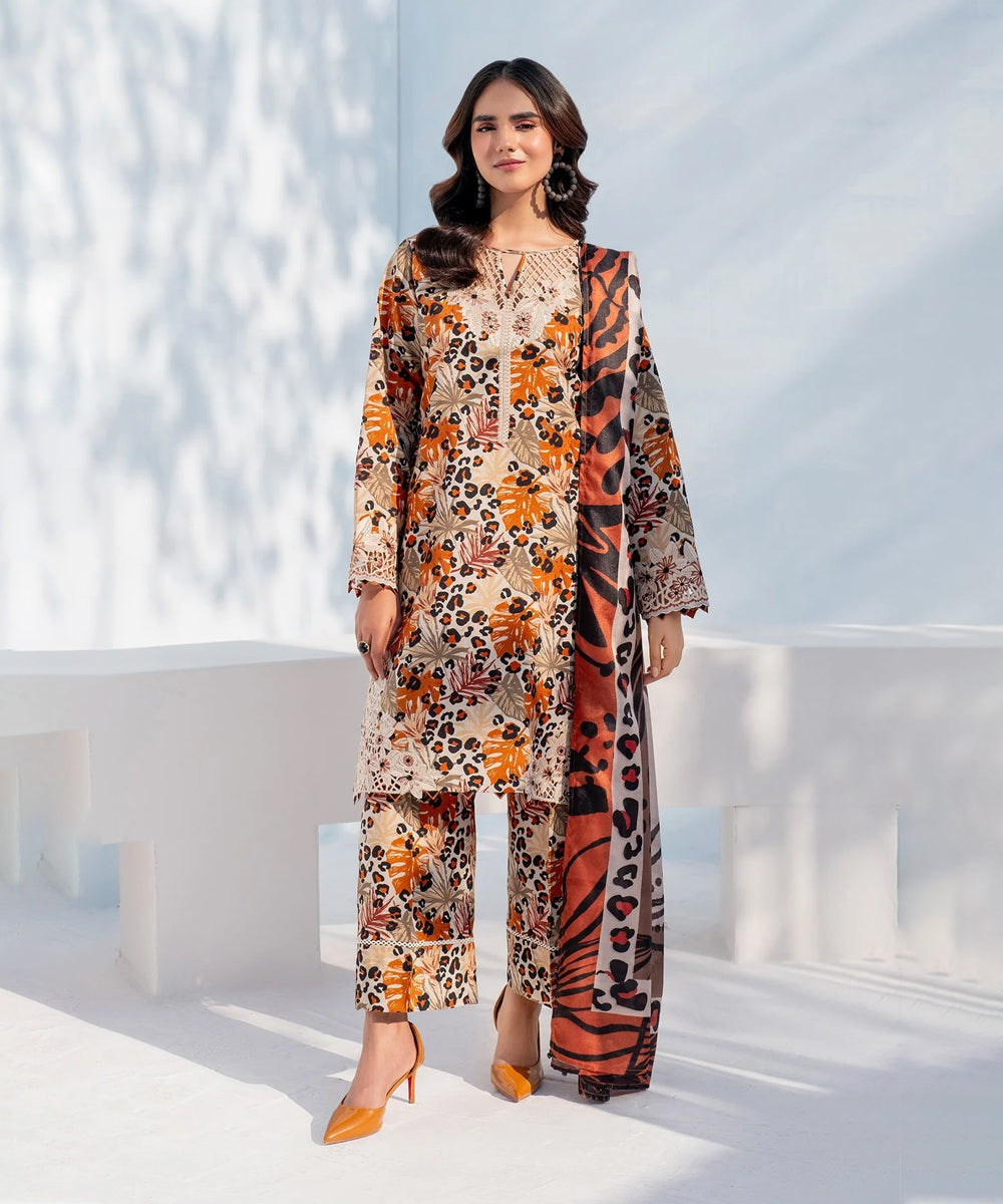 Classic Karandi Printed Suit – 3-Piece Set - 1702