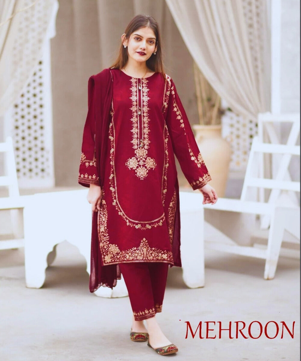 Premium Dhenak Fabric – 7 Elegant Winter Shades